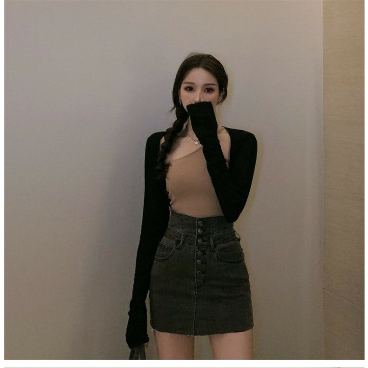 Chân váy jean Chữ A Lưng Cao Plus Size