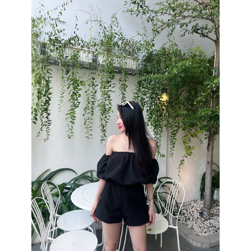 set bộ dễ thương chất xốp áo trễ vai quần short mẫu mới kth
