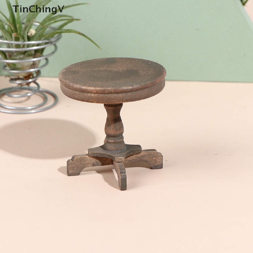 Bàn Gỗ Tròn Mini Tỉ Lệ 1 / 12 Dùng Trang Trí Nhà Búp Bê