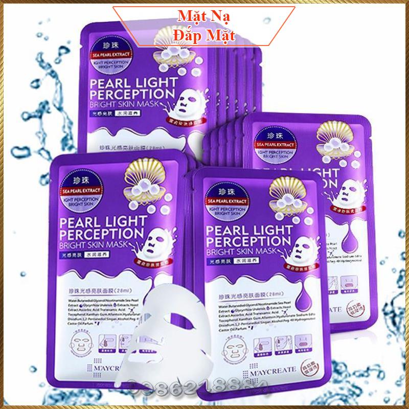 Mặt nạ HA Tím Maycreate Pearl Light Perception dưỡng trắng dưỡng sáng da mờ thâm ná.m