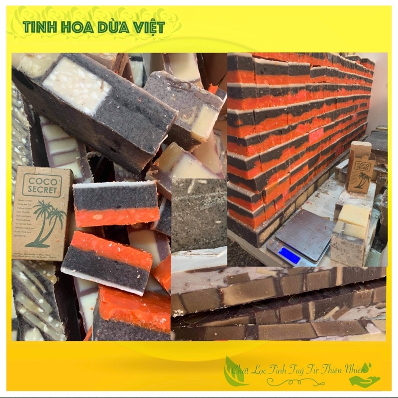[Tặng 2 túi lưới]  Set 1kg ~ 1.1kg Xà phòng handmade Dầu Dừa Coco secret thảo mộc - Xà phòng sinh dược Coco Secret
