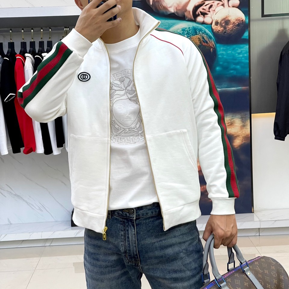 Áo khoác dài tay khóa zip thời trang cao cấp Gucci GG GC phong cách trẻ trung, thời thượng