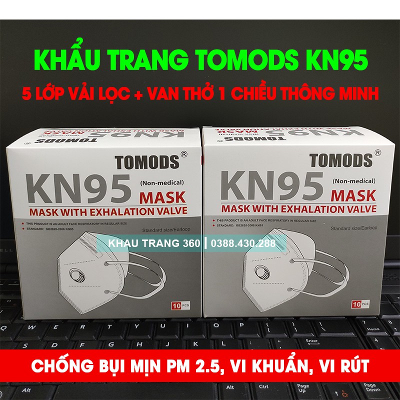 2 Hộp (20 Chiếc) Khẩu Trang KN95 Có Van Thở, Khẩu Trang Chống Bụi Mịn PM 2.5, Vi Khuẩn.