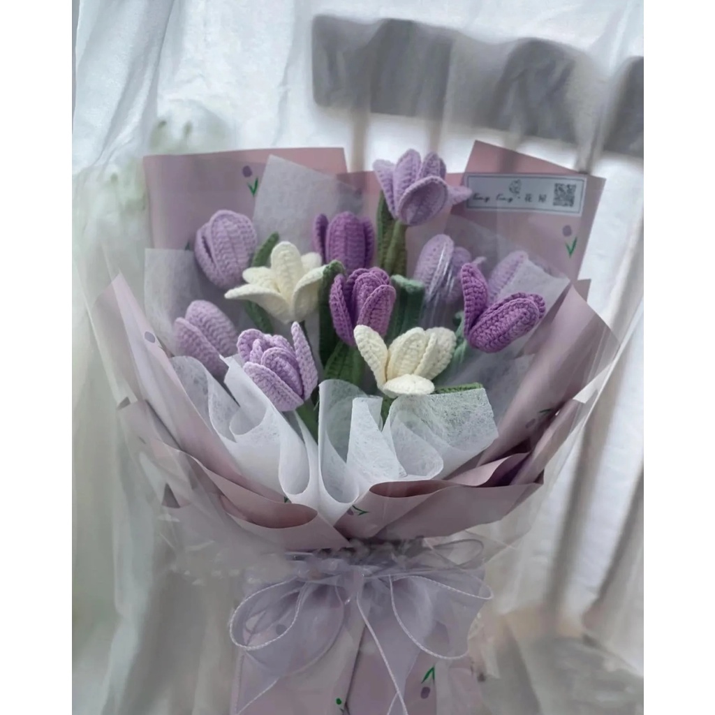 Hoa Tulip bằng len móc handmade dùng trang trí/quà tặng
