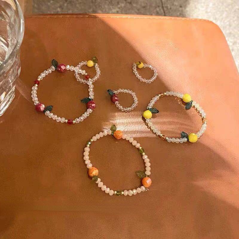 Vòng đeo tay kéo dài Hình dạng trái cây pha lê dễ thương Vòng tay đính cườm Vòng tay nữ thời trang Hàn Quốc