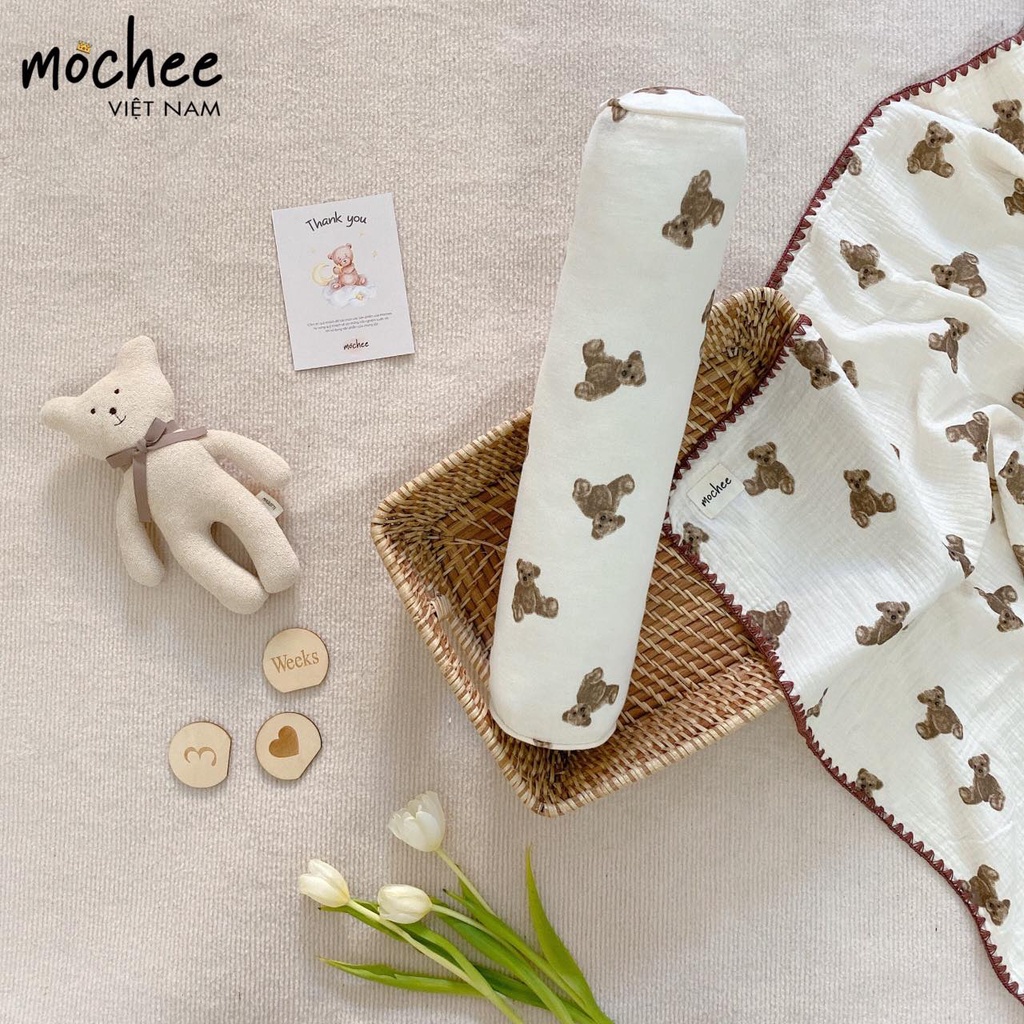 GỐI ÔM SỢI TRE MUSLIN THOÁNG KHÍ MOCHEE KÍCH THƯỚC 50X15CM