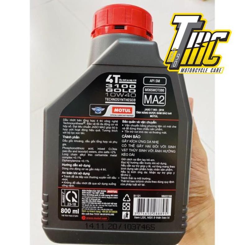 Nhớt Motul Gold 3100 10W40 800ml - sản phẩm mới cấp độ cao cấp