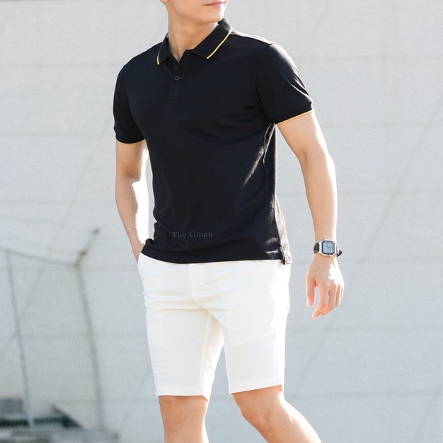 Áo Polo nam The GMEN Cotton Liquid Shirt thiết kế kẻ viền ấn tượng, chất liệu thoáng mát