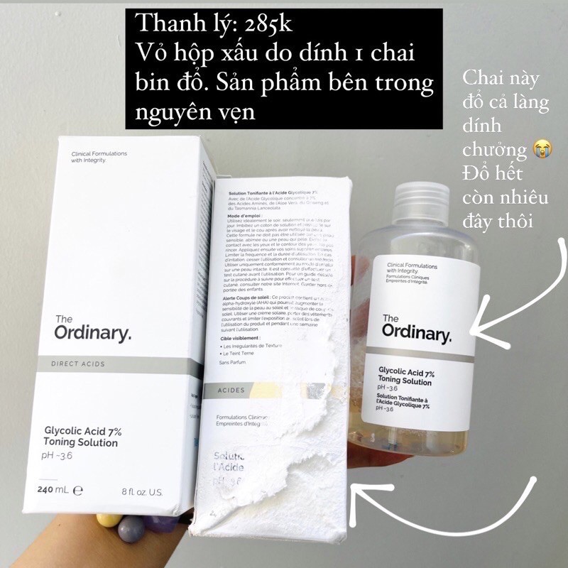 Nước hoa hồng tẩy tế bào da chết Toner AHA The Ordinary Glycolic Acid 7% Toning solution (Bill Anh)