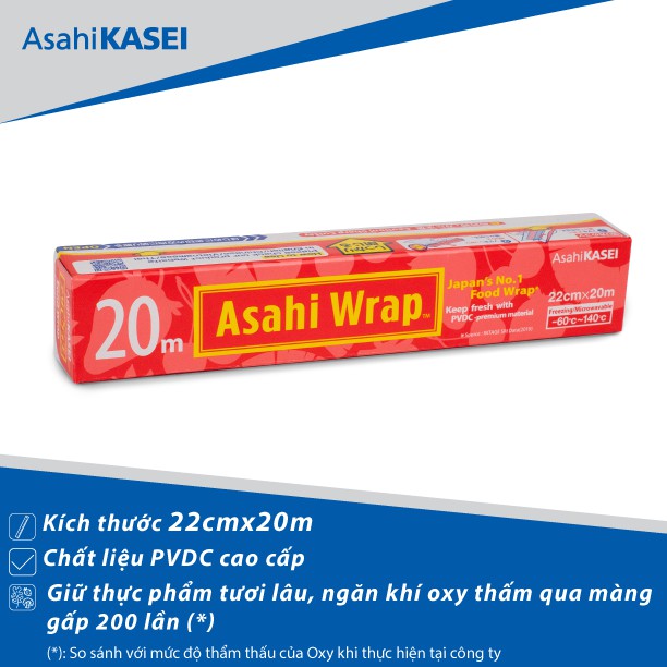 1 hộp Màng bọc thực phẩm Nhật Bản Asahi Wrap 22cm x 20m