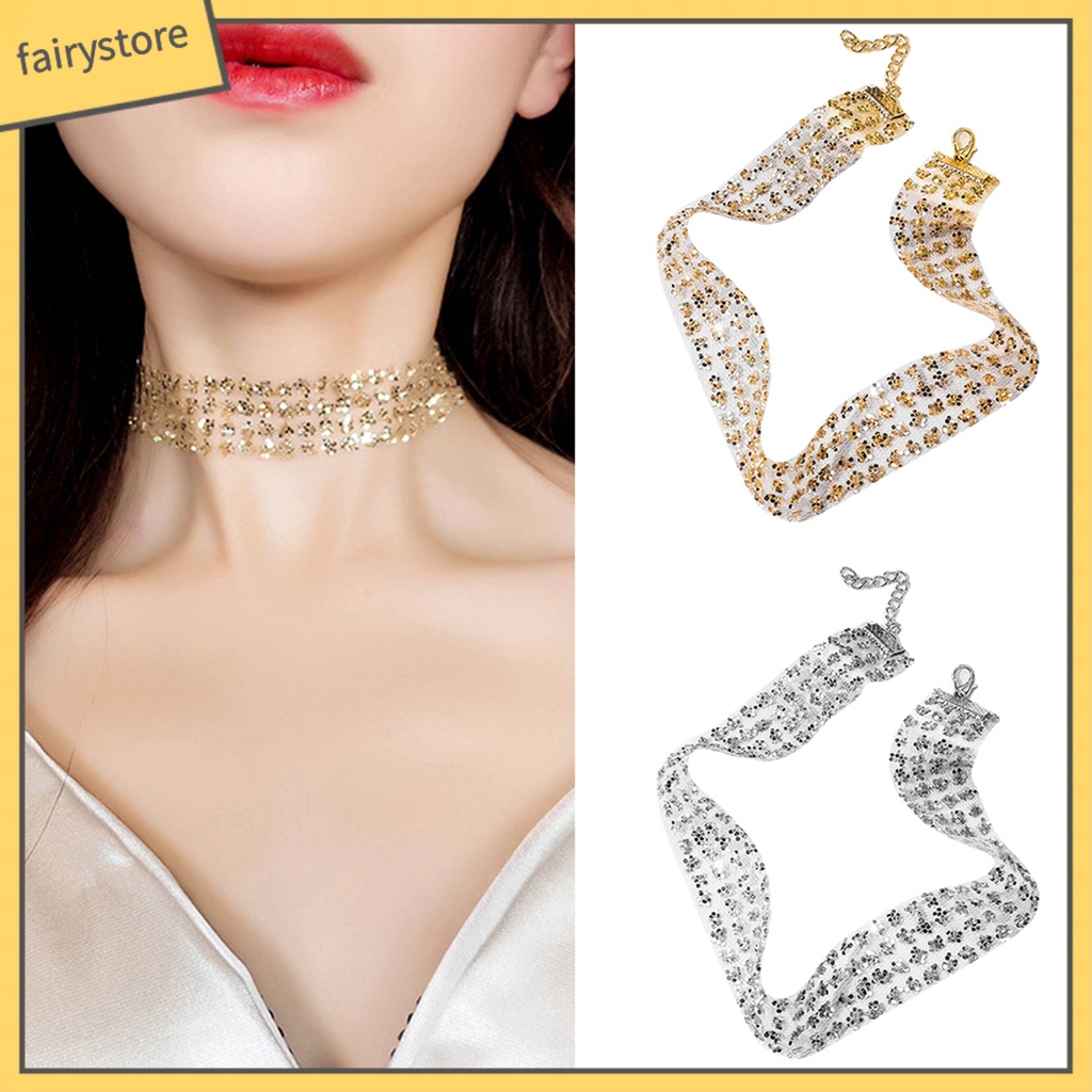 Vòng cổ nữ đính Paillette thời trang lấp lánh