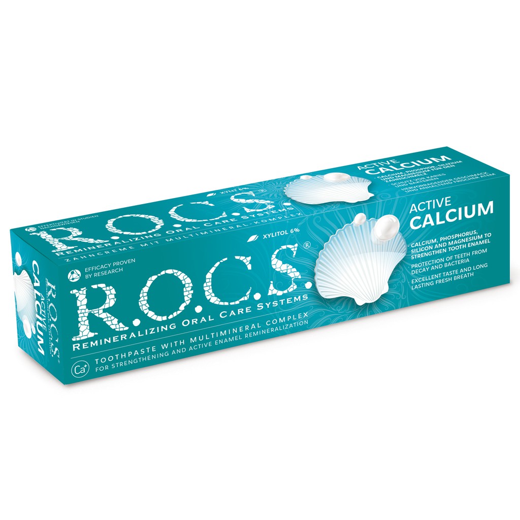 Kem đánh răng người lớn R.O.C.S. Active Calcium ngừa sâu răng 94g