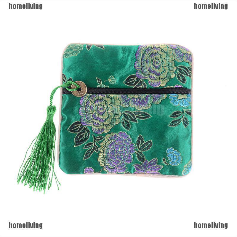 1 Túi Lụa Đựng Trang Sức Có Khóa Kéo Phối Tua Rua Phong Cách Trung Hoa
