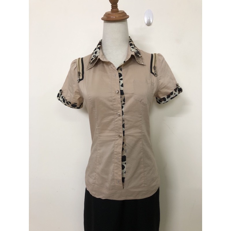size S M nhỏ áo sơ mi thô kiểu chui phối da beo 2hand độc lạ mới