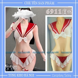 Bộ Đồ Ngủ Cosplay Sexy Nữ Sinh Xuyên Thấu, Váy Ngủ Thủy Thủ Voan Thun Lưới 3 Điểm - Hàng Cao Cấp - mã TTV006 TKVN