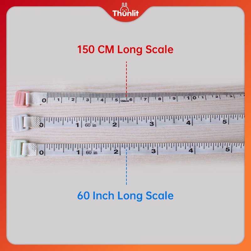Thước dây đo Thunlit mini 1.5m có đơn vị inch họa tiết đáng yêu an toàn cho bé có thể thu vào