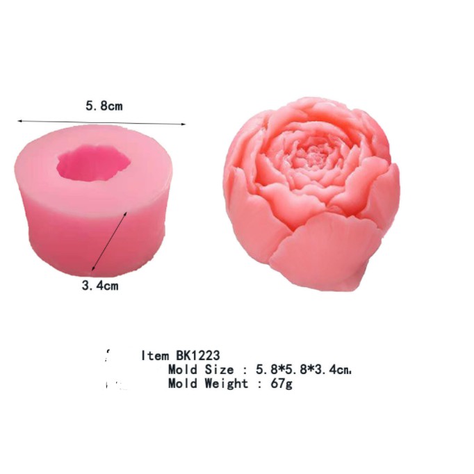 Khuôn hoa silicon 4D hoa hồng trà nụ mã KBN42