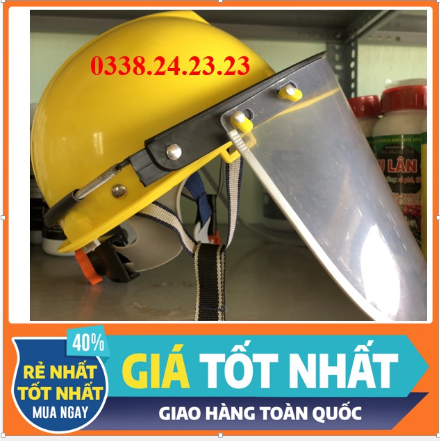 [LOẠI DÀY] MŨ NÓN BẢO HỘ CHE MẶT KÍNH DÙNG ĐỂ XỊT THUỐC - PHÁT CỎ - MÀI CẮT