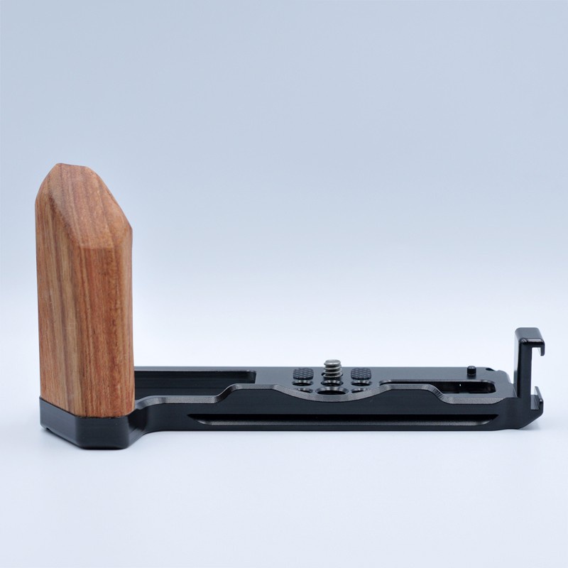 Wooden Handle L Quick Release Plate Cold Boot Bracket for Fuji X-T4