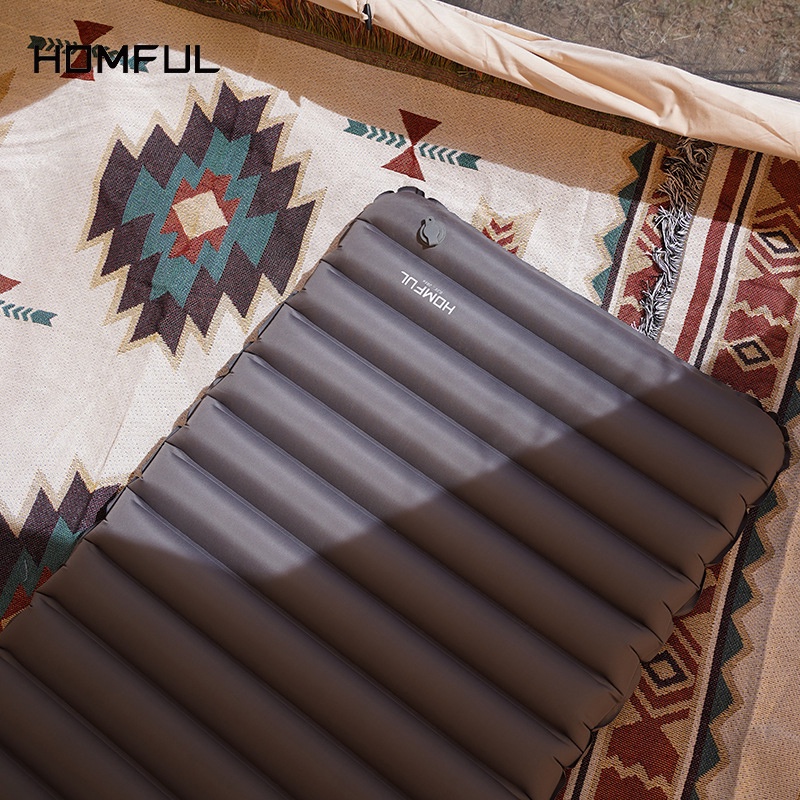 HOMFUL 【COD】Tấm đệm bơm hơi đôi ngoài trời Tấm đệm ngủ Di động Tấm đệm chống ẩm di động Cắm trại Nệm bơm hơi dày OT0014