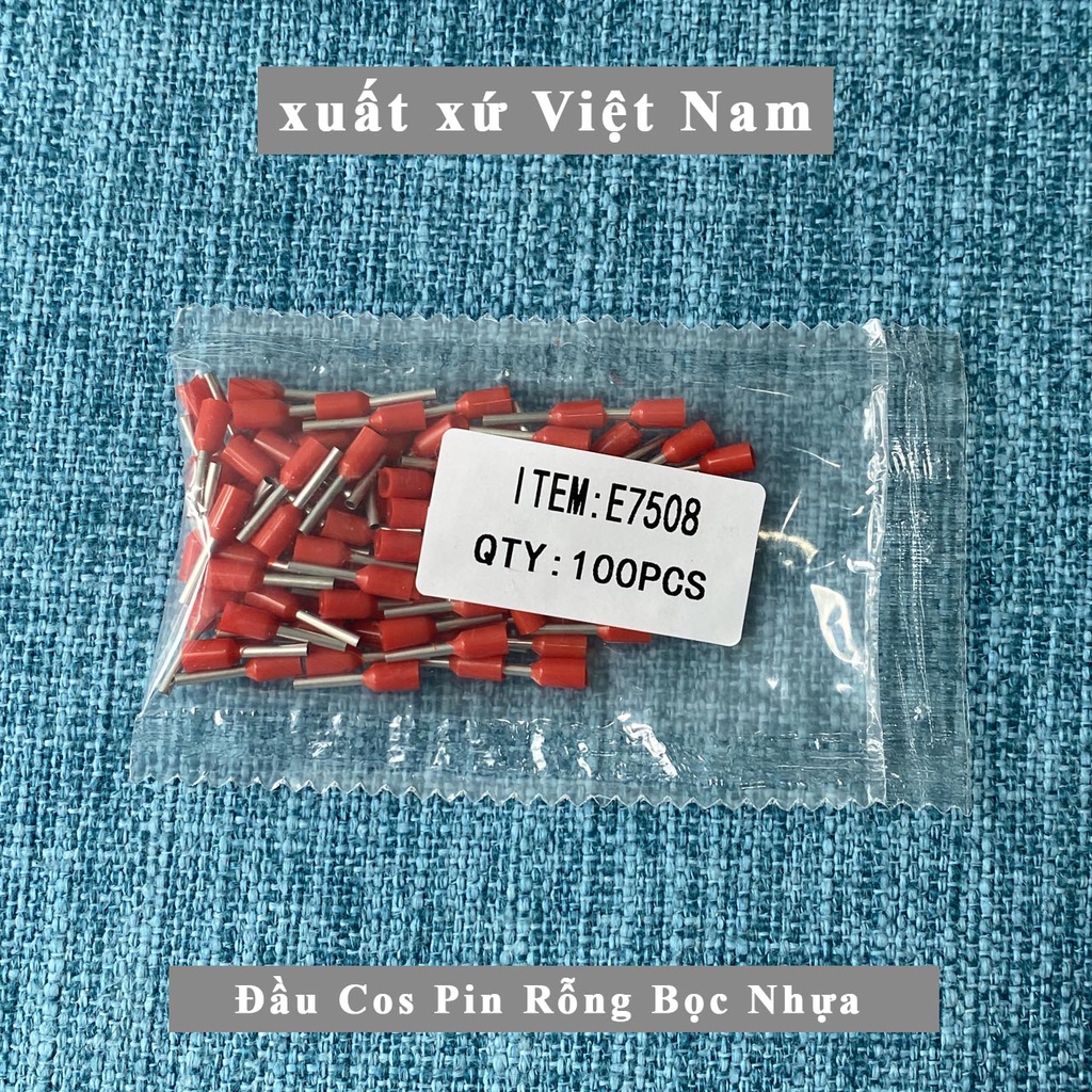 Đầu cos pin rỗng bọc nhựa cho dây 0.5-6mm2 bằng đồng E0508 - E7508 - E1008  -E1010- E1508 - E2508 - E2510 -E4009 - E6012