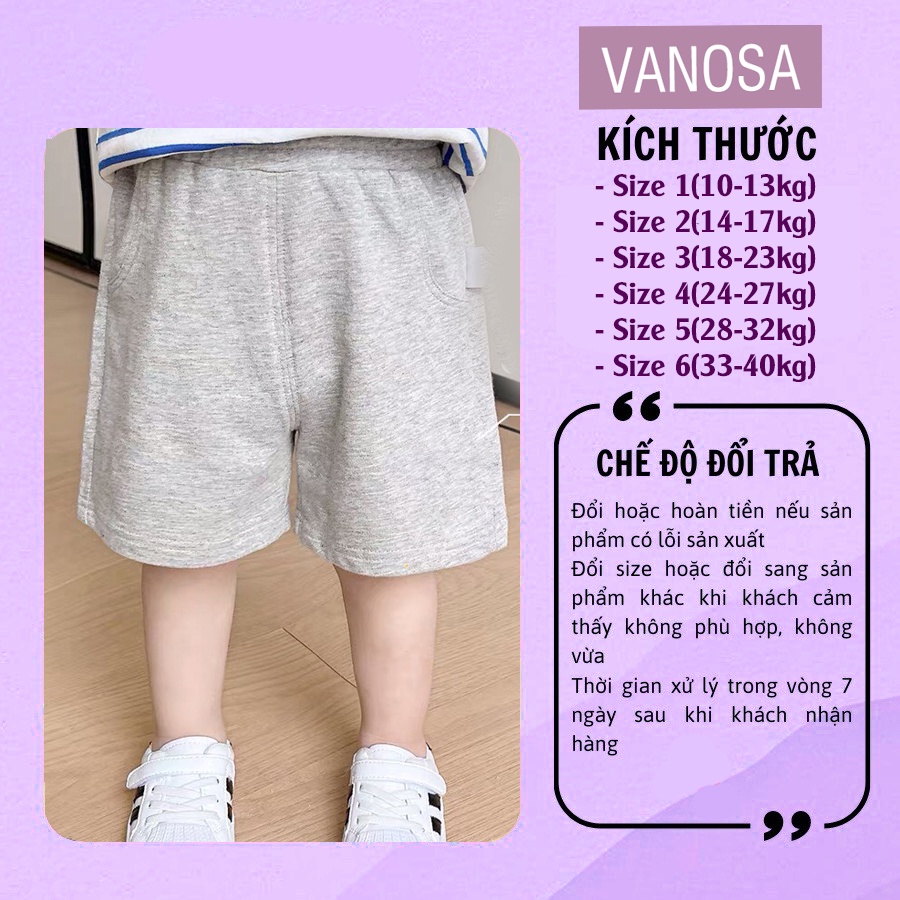 Quần đùi cotton bé trai VANOSA size đại cho bé từ 2 đến 10 tuổi có túi Q2