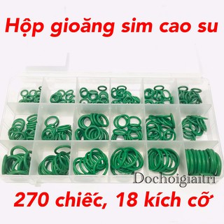  Vòng đệm cao su 270 chiếc 18 kích cỡ màu xanh chịu dầu chịu nhiệt
