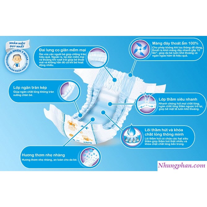 Miếng lót sơ sinh Huggies Dry NB 1 - 100 miếng/ NB2 - 60 miếng