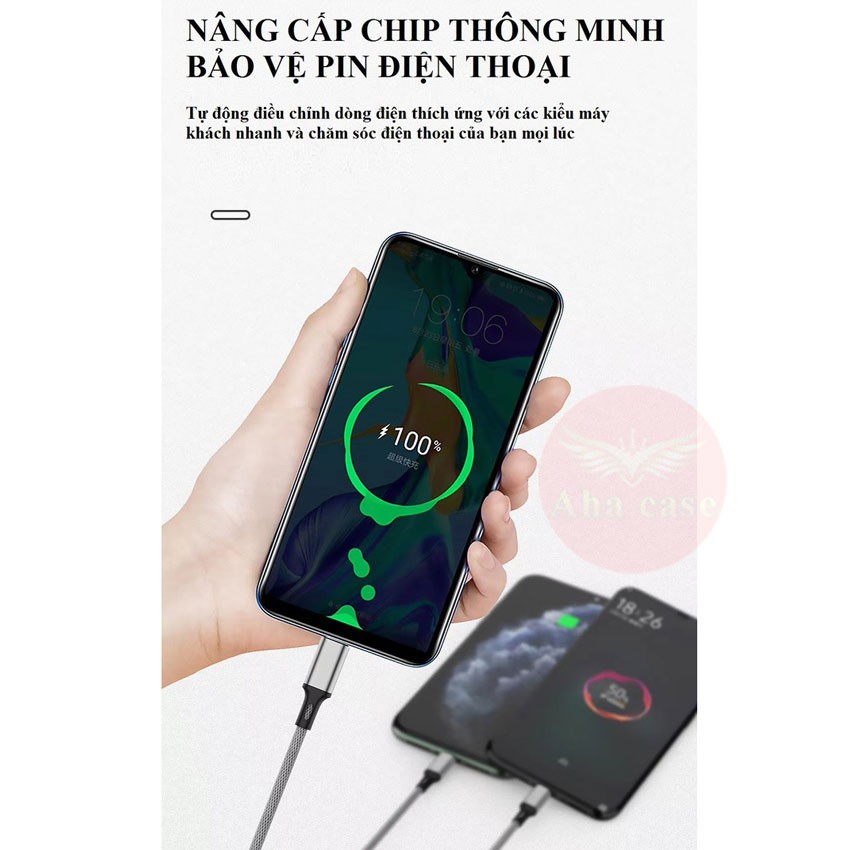 [Rẻ Vô Địch] Cáp sạc 3 đầu trên 1 dây chính hãng Sendem M10s, Đa năng tiện lợi sạc 3 điện thoại 5A nhanh, siêu bền