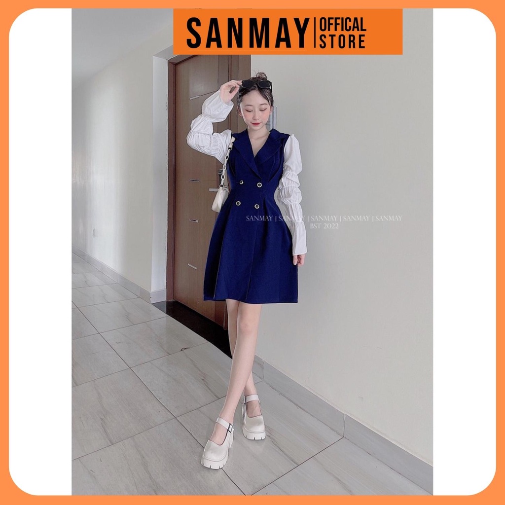 Đầm Đi Tiệc Cưới SANJOLI Váy công sở Ôm Dáng Cổ Sơ Mi Thiết Kế Tay Bo Nhún Sang Trọng Kểu Dáng Hàn Quốc VD052 | BigBuy360 - bigbuy360.vn