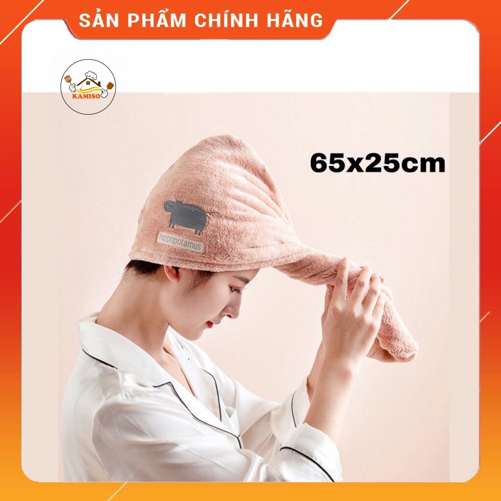 Khăn cuốn đầu khăn ủ tóc đa năng. Siêu dày dặn, thấm khô tóc cực nhanh - KAMISO
