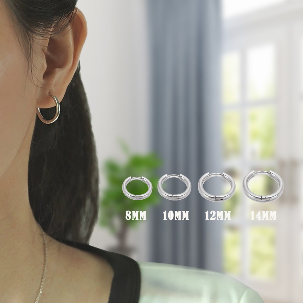 Bông tai dáng tròn thiết kế đơn giản hợp thời trang phong cách Hàn Quốc cho nữ (1 pcs)