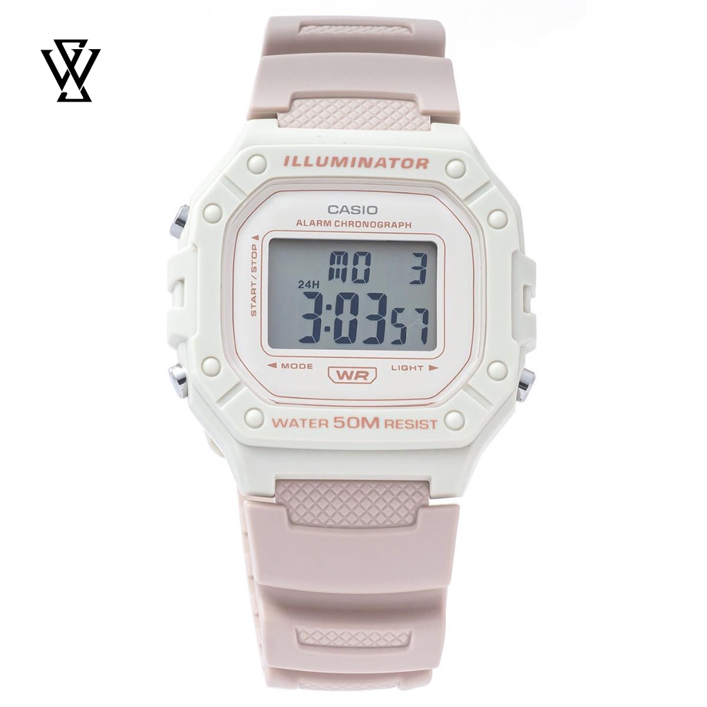 Đồng Hồ Điện Tử Unisex Casio WATCHSTORE W-218HC-4A2VDF Thiết Kế Mặt 44mm, Dây Đeo Và Vỏ Nhựa Phong Cách Trẻ Tr