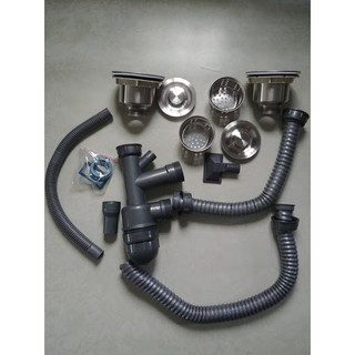 Bộ xả chậu rửa chén đôi,Inox 304 Phi 110