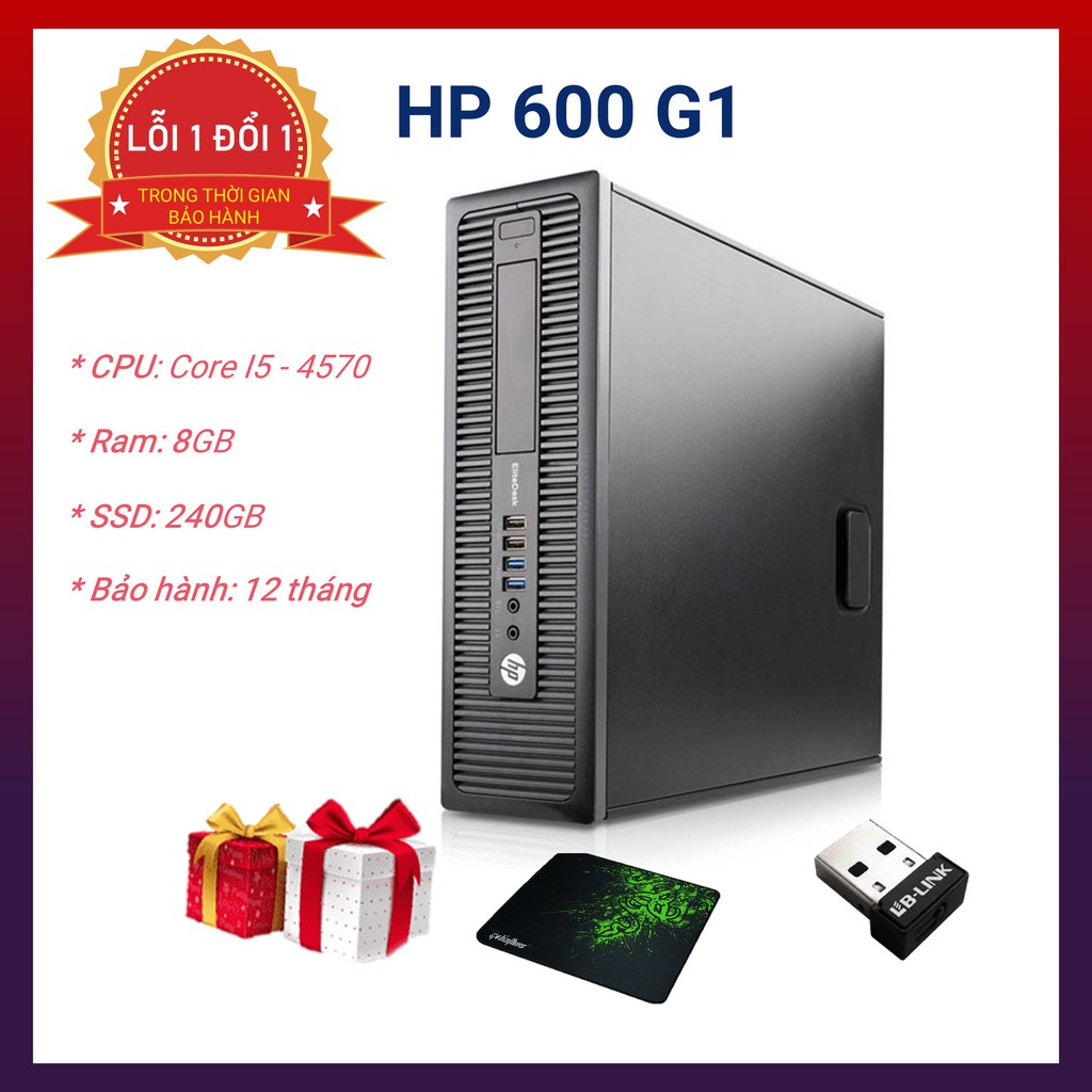 Máy Tính Đồng Bộ Core i5 ⚡️Freeship⚡️ Bộ Máy Tính Cây - HP 600G1 (i5 4570/Ram 8Gb/SSD 240Gb) - Bảo Hành 12 Tháng