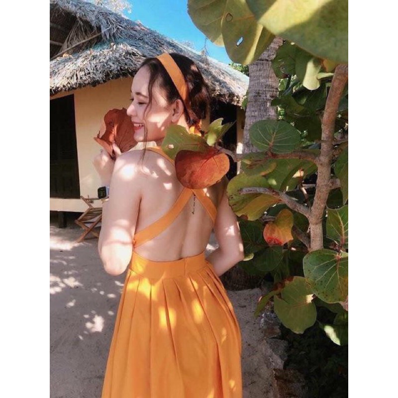 Đầm Maxi Dài Hở Lưng Đan Chéo Sang Chảnh/ Không turban | BigBuy360 - bigbuy360.vn