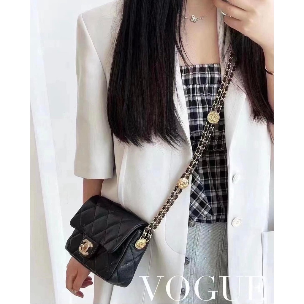 Túi Đeo Chéo Clasic Da Sần Xích Đồng Xu Vip 2022 Cao Câp Hàng Có Sẵn