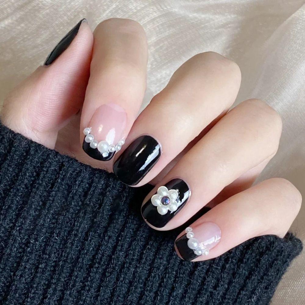 Bộ 24 Móng Tay Giả Ngắn / Tròn / Vuông Có Thể Tháo Rời