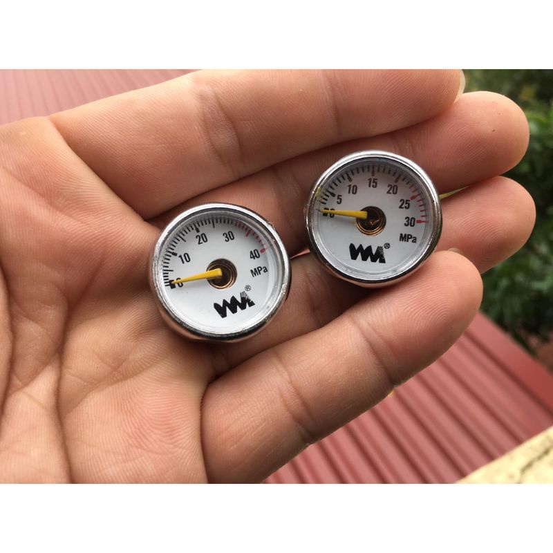 Cặp Đồng Hồ Áp Suất WM Màu Trắng Chân Ren 8mm 30mpa 40mpa