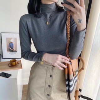 Áo giữ nhiệt nữ FREESHIP Áo Len Cổ Lọ Xuất Nhật MoTie (Túi Zip) .