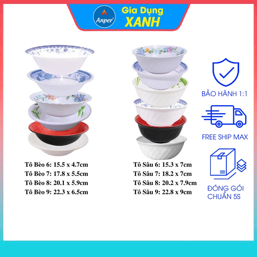 Bát nhựa tô nhựa melamine ANPER dùng ăn cơm gia đình và nhà hàng sang trọng an toàn