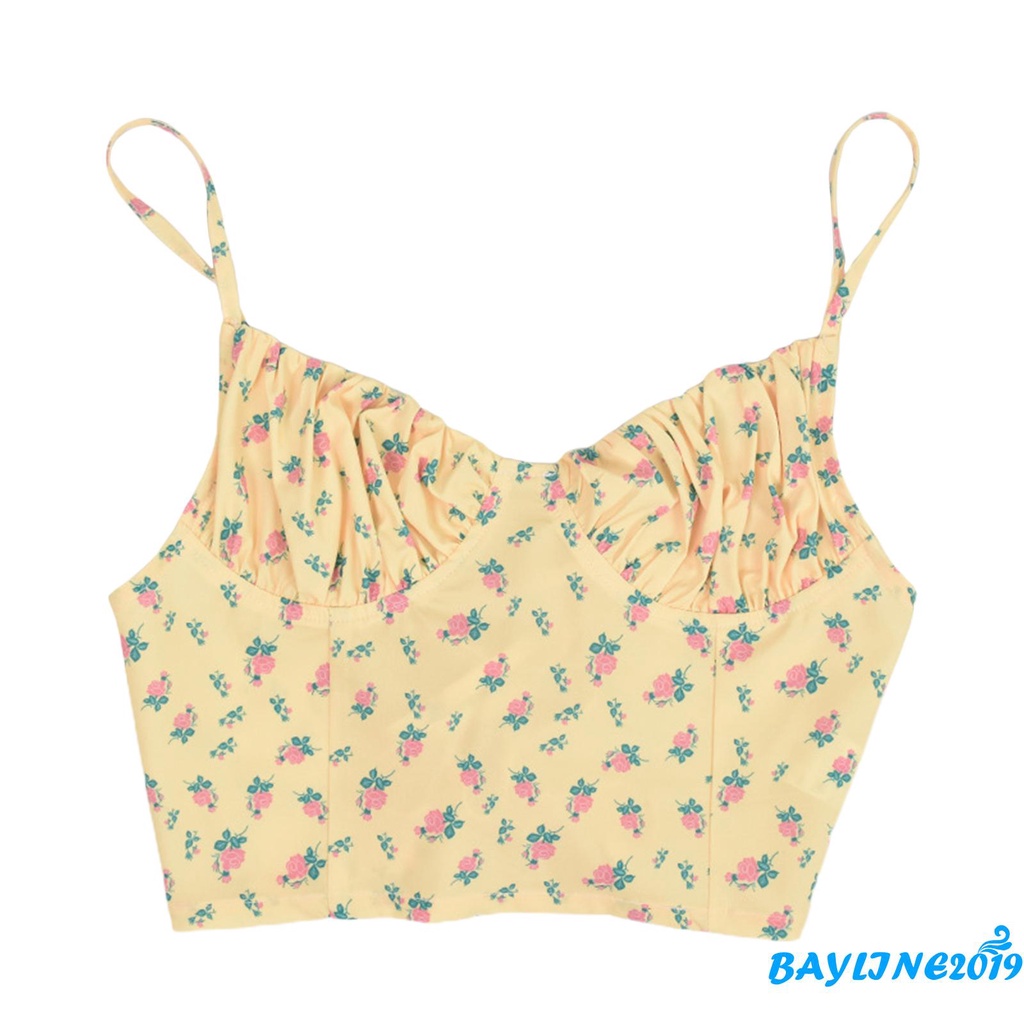 Áo Croptop Sát Nách Hoạ Tiết Hoa Thiết Kế Hở Lưng Quyến Rũ