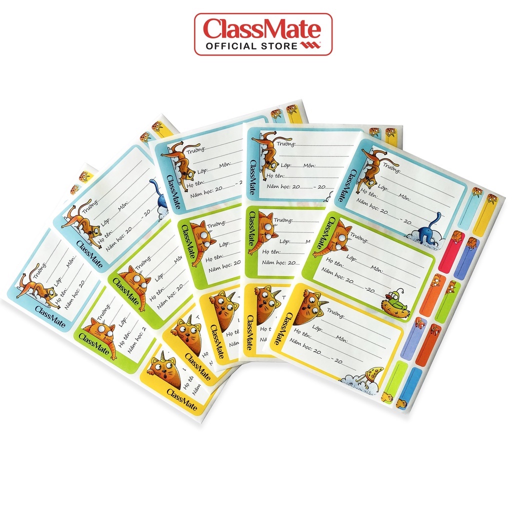 Nhãn vở có keo dán sẵn CLASSMATE  Zoo 15 Cái/Túi CL-NT231 Chất Liệu Giấy Bóng Nổi Bật, Bám Dính Tốt