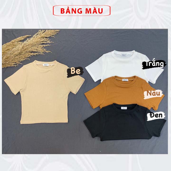 Áo croptop tay ngắn MIN19 áo thun body nữ tay ngắn bigsize cổ tròn dáng ôm màu trắng đen nâu be thời trang Hàn Quốc