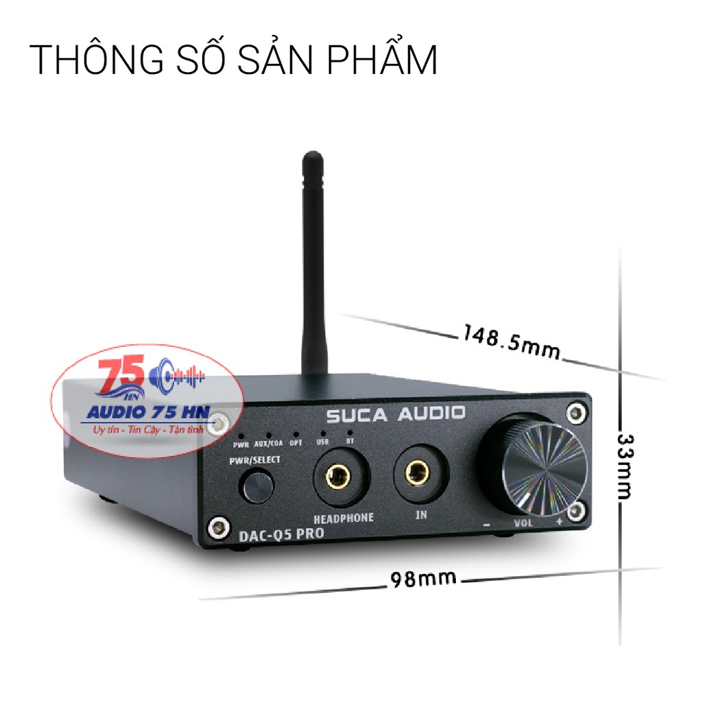 Bộ giải Mã âm Thanh DAC SUCA Q5 Pro V2 Bluetooth 5.0 aptX - DAC Q5 PRO ( Tặng dây AV Ugreen)