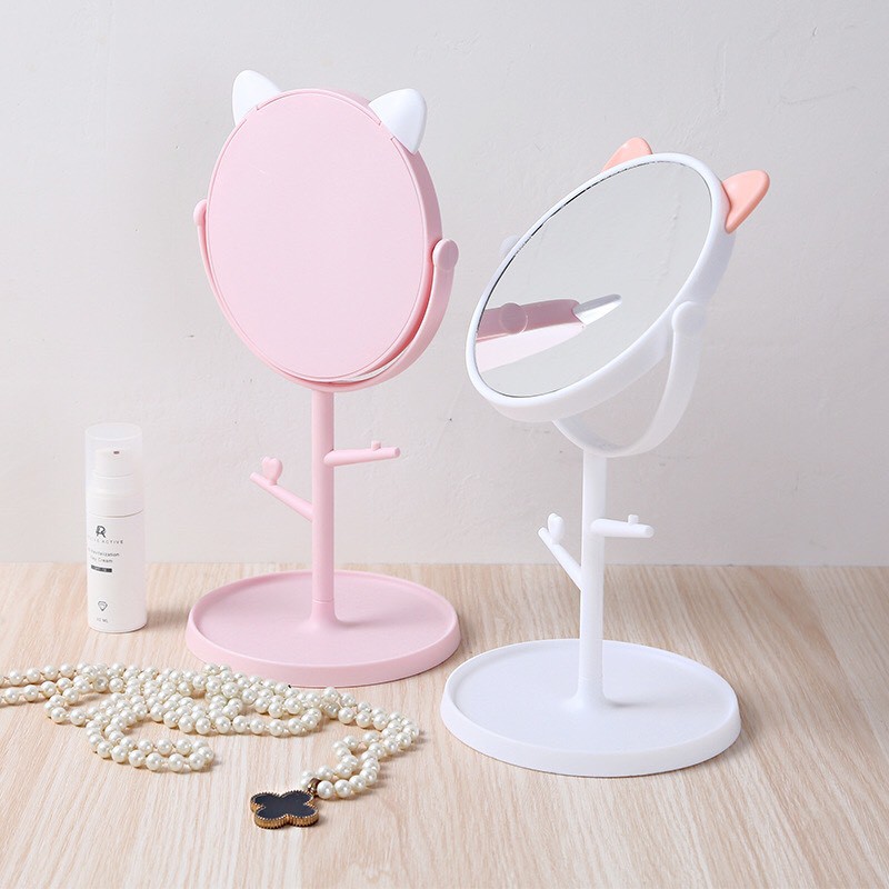 Gương để bàn trang điểm hình tai mèo Mua Tất (muatatshop)