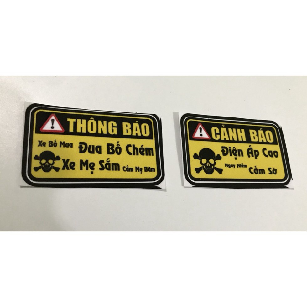 Tem cảnh báo dán xe máy (loại 3 lớp chống nước) dán cho mọi loại xe