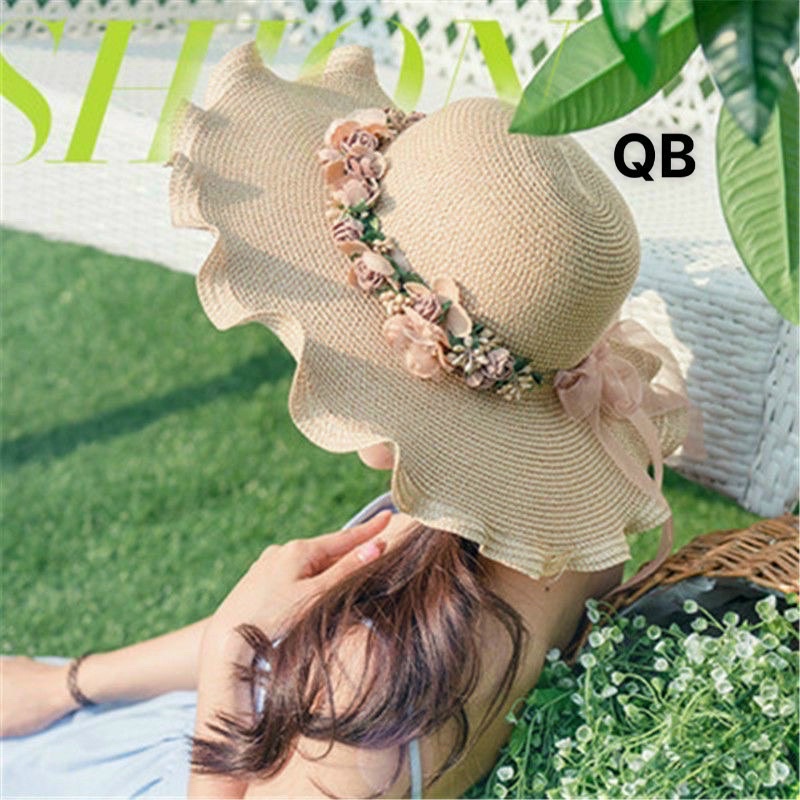 NÓN CÓI HOA ĐI BIỂN VÀNH SÓNG MŨ NỮ CHỐNG NẤNG VÀNH RỘNG