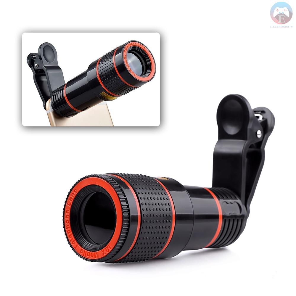 Ê Phone Camera HD Lens Universal Clip-on 12X Zoom Cell Phone Telescope Lens For iPhone External Telescope Phone Accessories