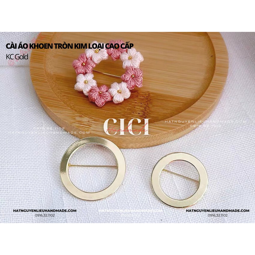 Phôi Cài áo khoen tròn rỗng kim loại cài áo tròn mặt lưới Cici Handmade nguyên liệu DIY chuyên trang sức tự làm